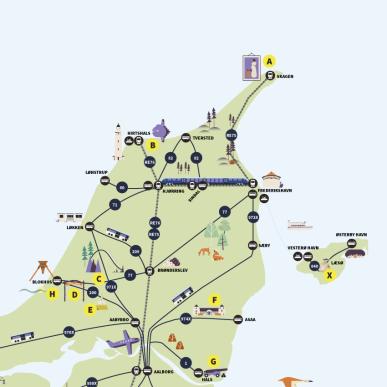 Turistkort over Nordjylland af Nordjyllands Trafikselskab